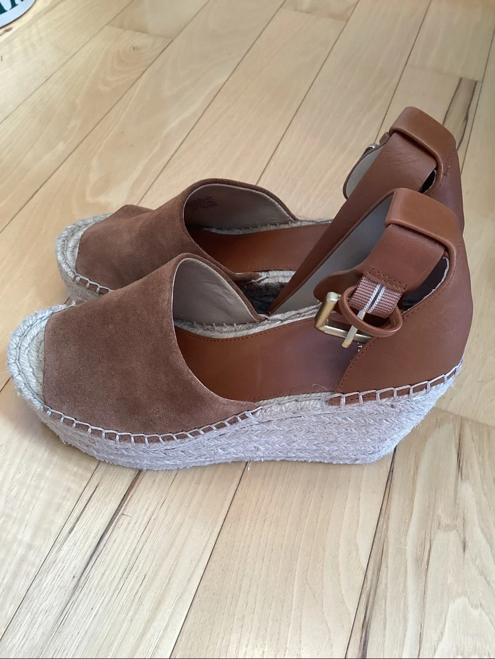 Marc Fisher brown suede Adalyn Espadrille wedge sandals. Women’s size 7.5